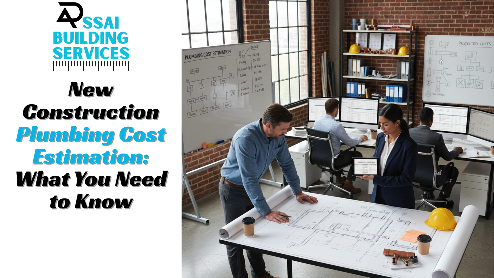 Image illustrating key factors for estimating plumbing costs in new construction projects.