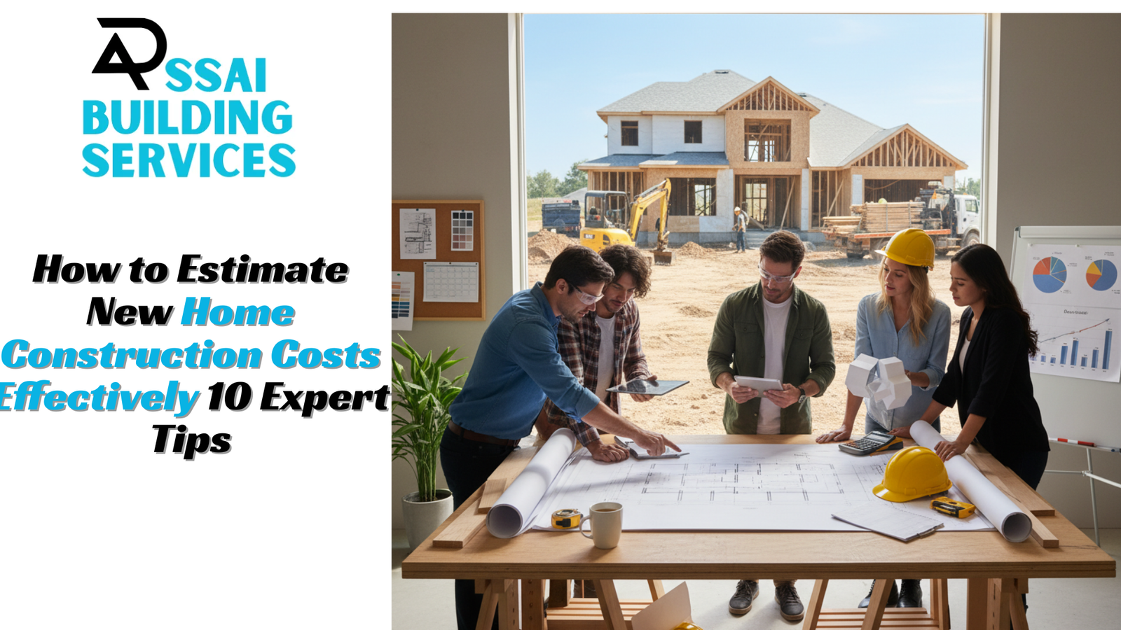 Infographic illustrating steps to effectively estimate costs for new home construction projects.